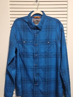 Orvis Blue Plaid Long-Sleeve Button-Down Shirt